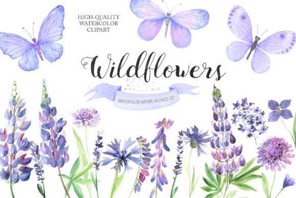 Download Watercolor Wildflowers Clipart PNG - Wild Collection