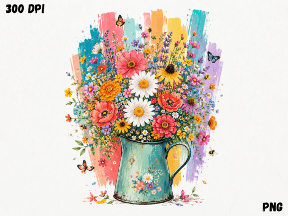 Download Colorful Wildflower Pitcher PNG, Summer - Wild Collection