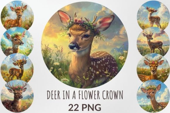 Download Deer in a Flower Crown Sublimation Pack - Deer Collection