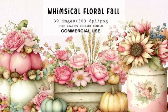 Download Whimsical Floral Fall Clipart Bundle - Fall clipart Collection