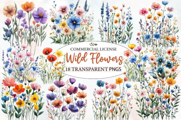 Download Charming Wild Flowers Watercolor Clipart - Wild Collection