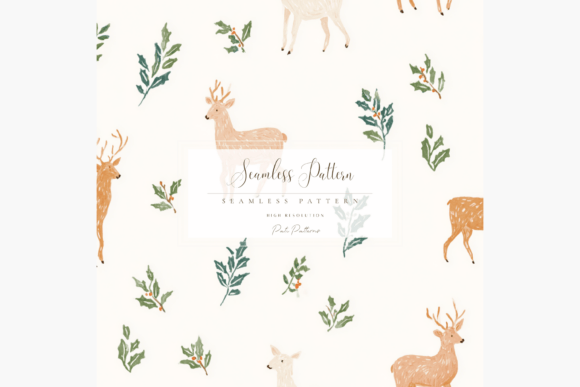 Download Whimsical Deer and Foliage Seamless Pattern PNG - Deer Collection