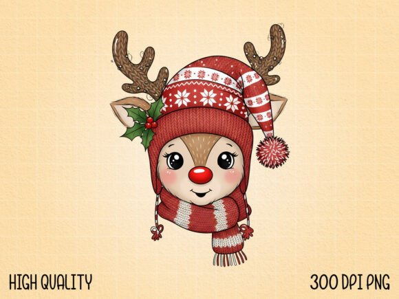 Download Red Nose Reindeer Holiday Illustration - Deer Collection