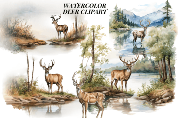 Download Watercolor Deer Clipart - Deer Collection