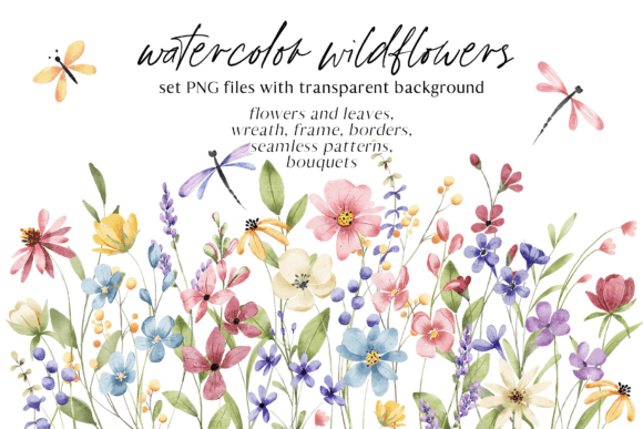 Download Watercolor wild Flowers set, PNG files. - Wild Collection